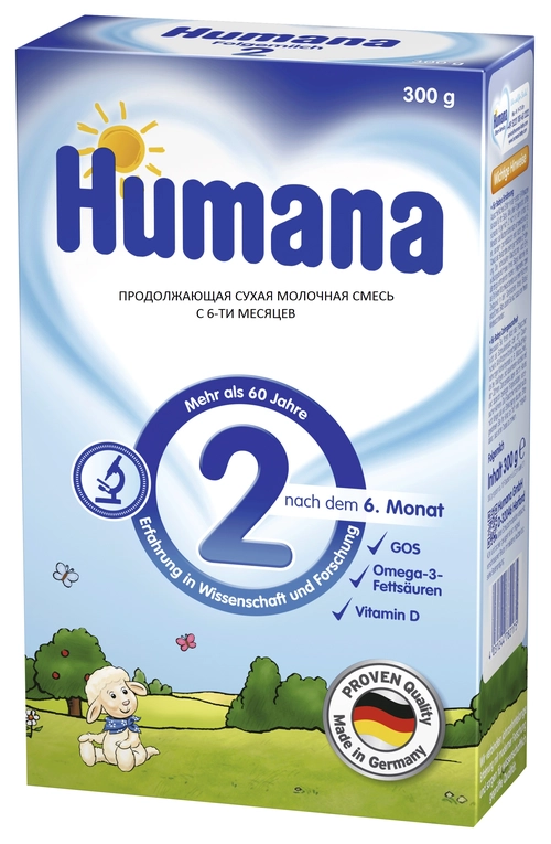 Смесь молочная Хумана Humana 2 с пребиотиками с 6 месяцев Сухая смесь 300г 1 шт.