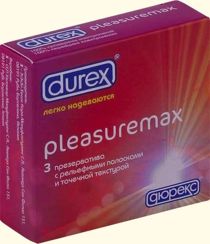 Презервативы Дюрекс Durex PleasureMax рельефные с анестетиком Презервативы с силиконовой смазкой 3 шт.