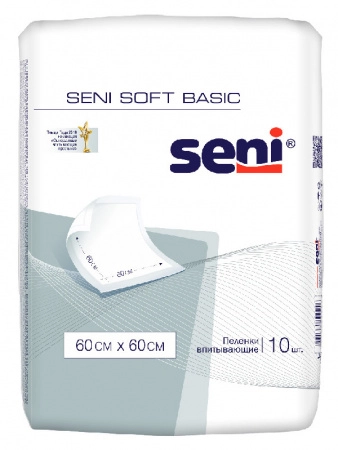 Пеленки гигиенические Seni soft Basic 60 x 60 см 10 шт. Пеленки/простыни нестерильные 10 шт.