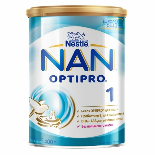 Смесь молочная Нестле Nestle NAN НАН 1 OPTIPRO с 0 месяцев Сухая смесь 400г 1 шт.