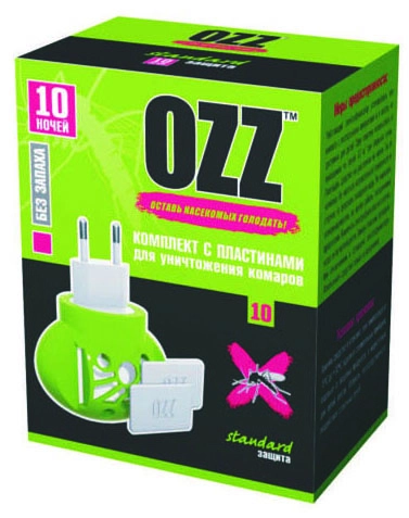OZZ Standart защита Комплект с пластинами для уничтожения комаров 10 ночей 1 шт.