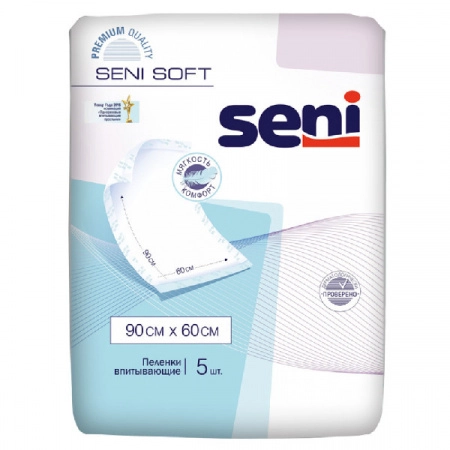 Пеленки гигиенические Seni Soft 90 x 60 cм 5 шт. Пеленки/простыни нестерильные 5 шт.