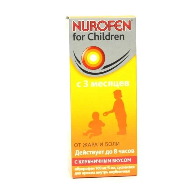 Нурофен для детей со вкусом клубники Суспензия для внутреннего применения 100мг/5мл 100мл 1 шт.