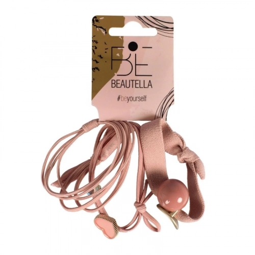 Резинка для волос Beautella тонкая с декором d 5,0 см 4 шт DHA-EBTD-05-01-beige 4 шт.