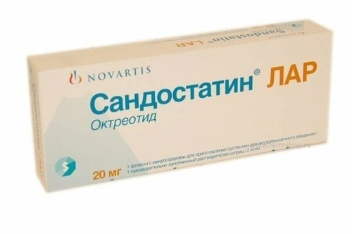 Сандостатин ЛАР Микросферы для приготовления суспензии для инъекций в комплекте с растворителем 30мг 1 шт.
