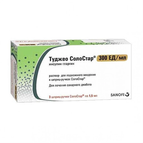 Туджео СолоСтар Раствор для инъекций в шприц-ручке 300 ЕД/мл 1,5мл 5 шт.